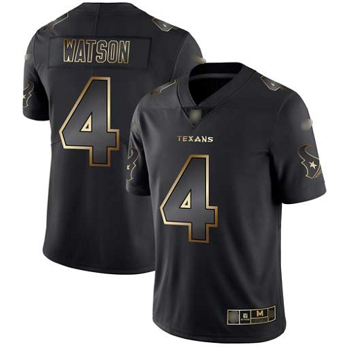 Houston Texans Limited Black Gold Men Deshaun Watson Jersey NFL Football #4 Vapor Untouchable